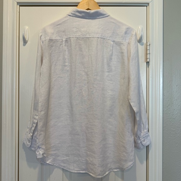 Symple NYC Linen Button Up Shirt Women’s Small White Minimalist Lagenlook Beachy - Picture 2 of 9